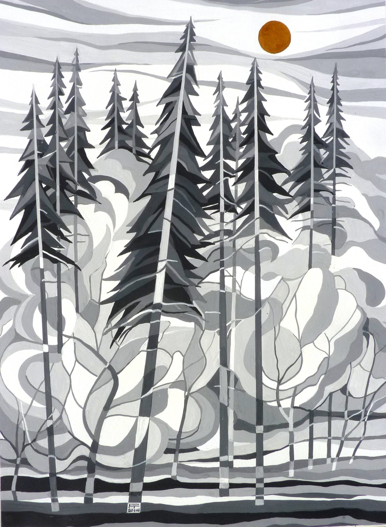 Fazakas Tibor Bugaci erdő  (akril-papír) 39 x 29 cm